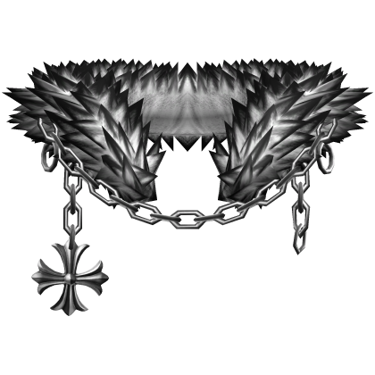 White Dark Light Chained Heraldic Pendant Neck Fur