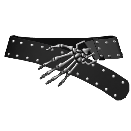 Black Studded Punk Belt w/ Metal Skeleton Hand 3.0
