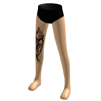 Skull Woman Flesh Tone Tattoo Legs 