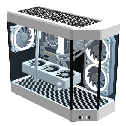 Modern Gaming PC Computer with white lighting