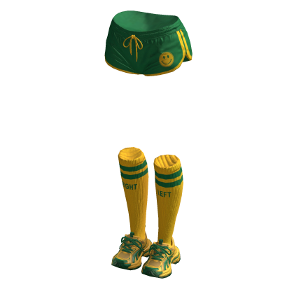 Y2K Brasil Yellow Green Athletic Shorts Set 