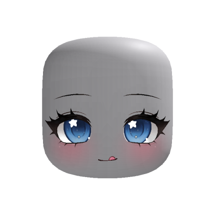 kawaii blue star yum chibi face (recolorable)
