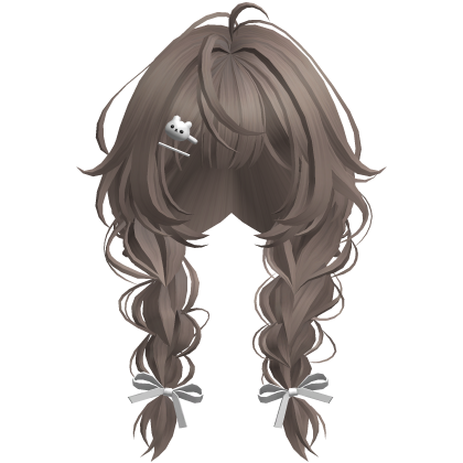 Light Brown Braided Pigtails w/ Teddy Bear Clips