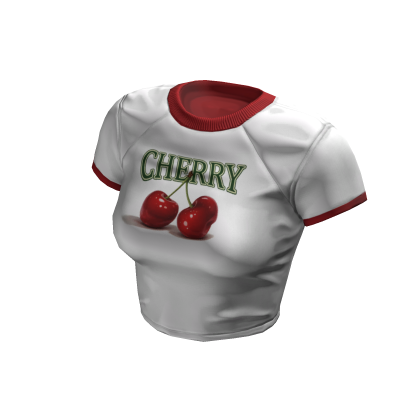 White Cherry Graphic Cropped Baby Tee