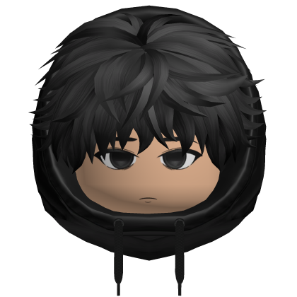  [💸CHEAP] Black Messy Anime Hair with Hoodie 