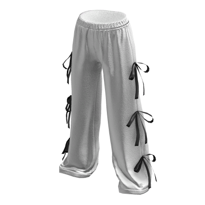 ✨ Coquette Silk Bow White Ribbon Pants