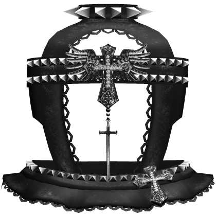 Gothic Black Studded Dagger Lace Dress w Choker