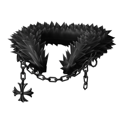 [3.0] Black White Chain Heraldic Pendant Neck Fur