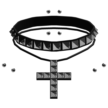 black emo studded cross choker with piercings