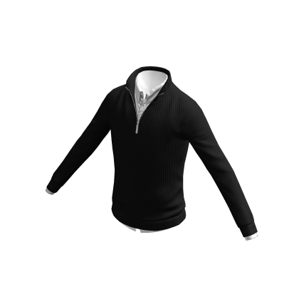 Quarter Zip Sweater Black Polo Neck Layered Cozy
