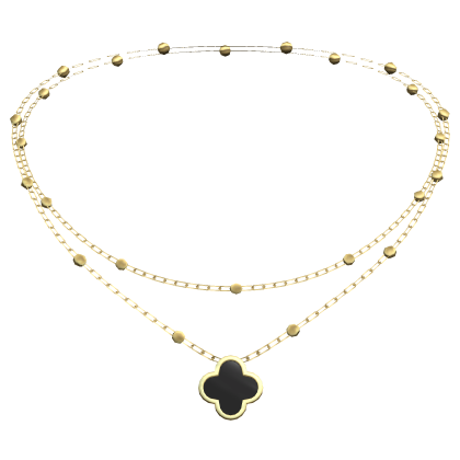 Clover Pendant Necklace Gold Black
