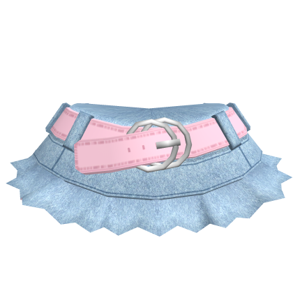 ❌Chibi Doll - Y2K Blue Denim Skirt w Pink belt
