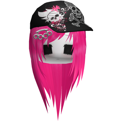 hot pink emo scene skull cap hair w moe face