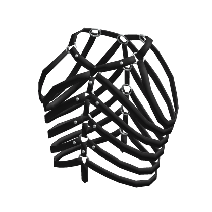 Goth Black Rib Cage Leather Strap Top
