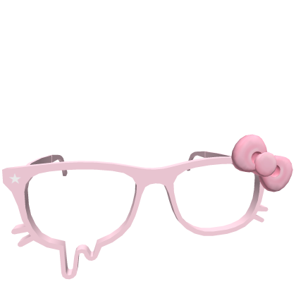 Low Droopy Kitty Glasses w/ Pink Bow in Light Pink