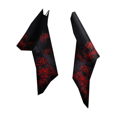 Black Red Spider Lily Kimono Furisode Sleeves