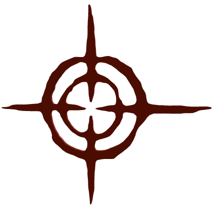 Red crosshair target on forehead