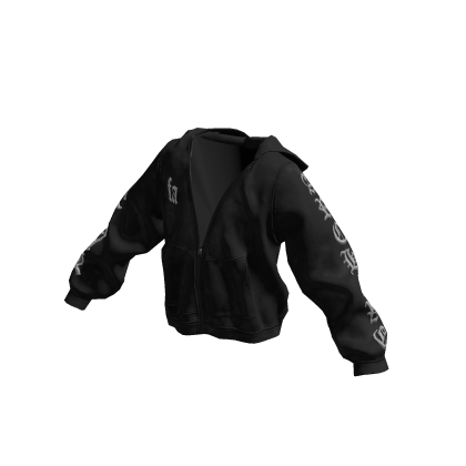 Black Zip Up Streetwear Hoodie