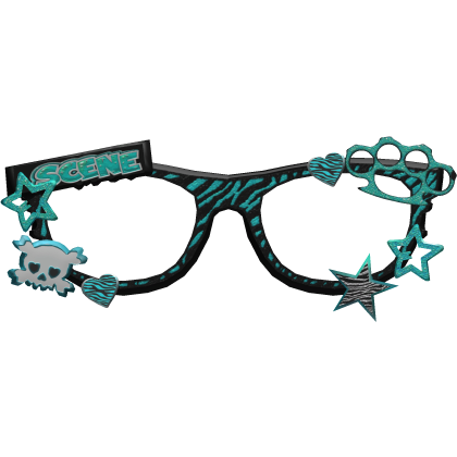 Teal Scene Charm Glasses Brass Knuckle Star Y2K