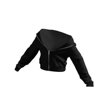 Black Cropped Zipped Hoodie