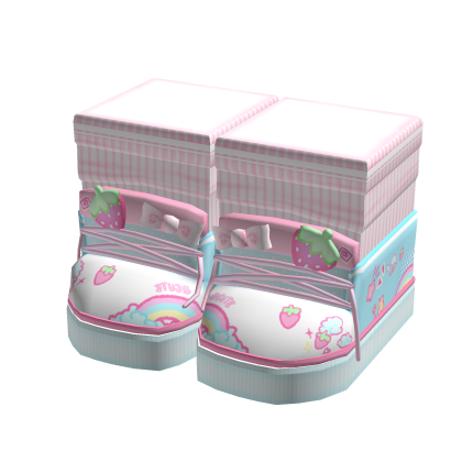 ♡ Harajuku baby blue sneakers w/ stickers + socks