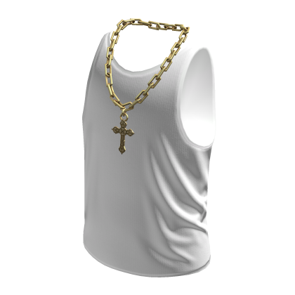 Tank Top White Gold Cross Chain