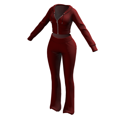 Tracksuit Red Euina Outfit Flared Pants Crop Top