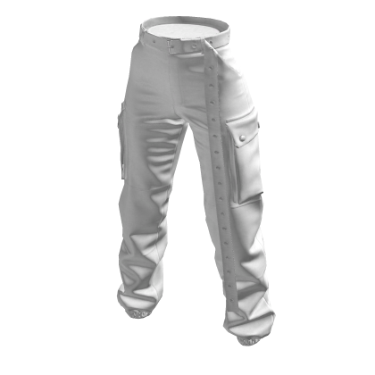Cargo Pants with Strap - White