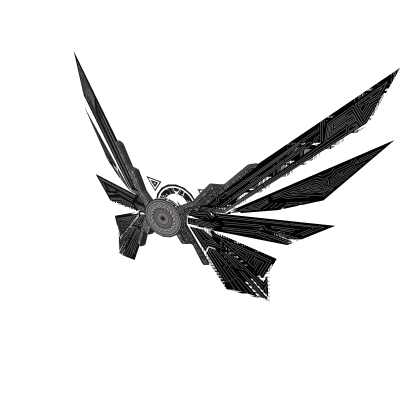 Glitching Black Ancient Circuit Line Mecha Wings