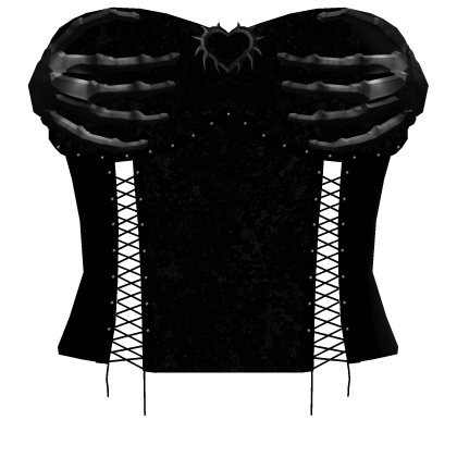 𐕣 ꒱ Cute gothic corset w/black skeleton hands 3.