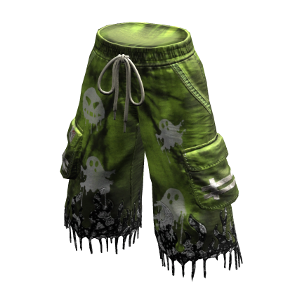 NOIR Y2K Baggy Distressed Jorts (Green)