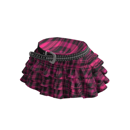Pink Y2K Punk Ruffled Skirt w/ Belt