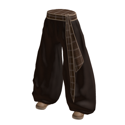 Brown Y2K Baggy Pants with Plaid