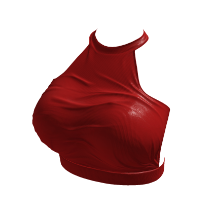 ℛ Y2K Wet Red Plain Top Tight Fit