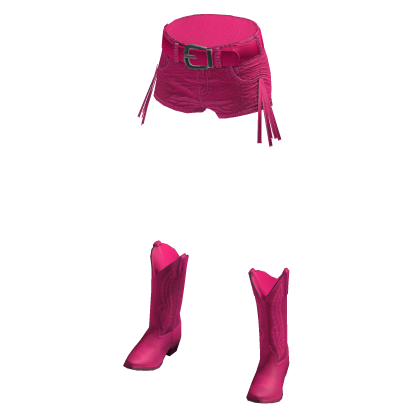 Cowgirl Western Ohio Belt Denim Cowboy Boots Pink