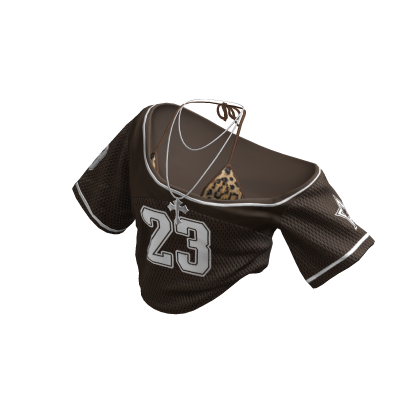 Brown Y2K Varsity Jersey Set Leopard Crop Top 23