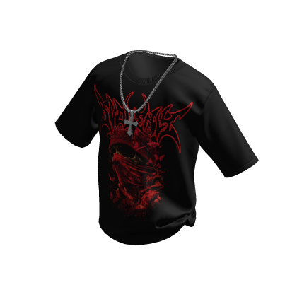 Graphic SVDDENLY T-Shirt Black w/ Cross Chain