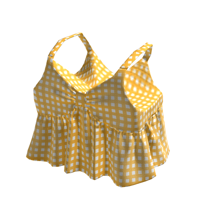 ✨ Yellow Check Top Igari Jumino Core Vintage