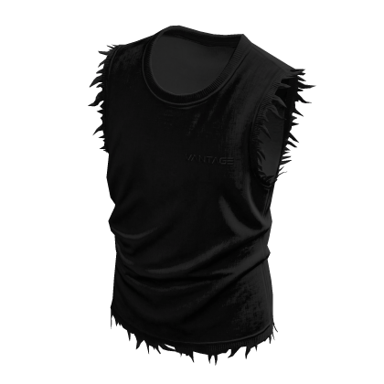 Black Tank Top Ripped Torn Vest