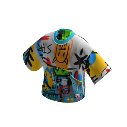 ViCo - Color Pop Doodle Oversized Tee (White Blue)