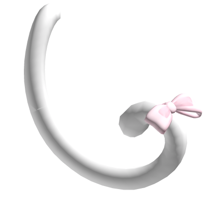 cutecore white cat neko tail w pink bow