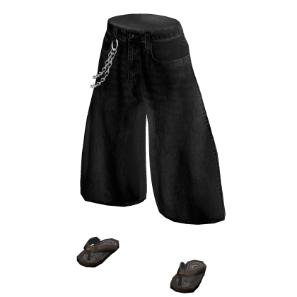 Baggiest Jorts w/ Flipflops in Black