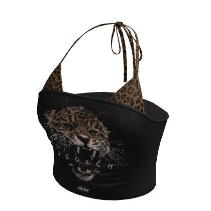 SCORCH Black Leopard Halter Top Girl
