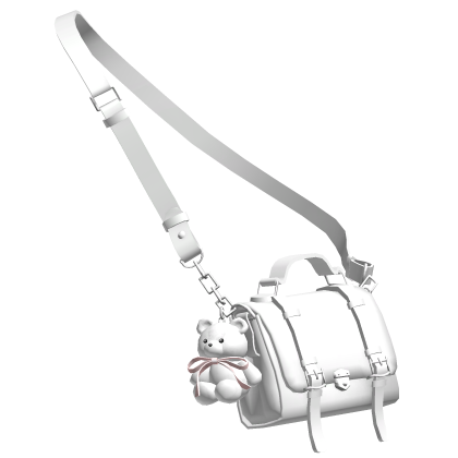 White Teddy Charm Satchel Bag