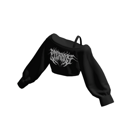 Eternos Black Y2K Off Shoulder Shirt Cropped