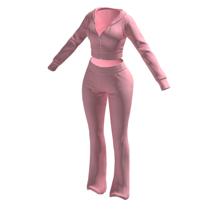 Tracksuit Pink Euina Outfit Flared Pants Crop Top