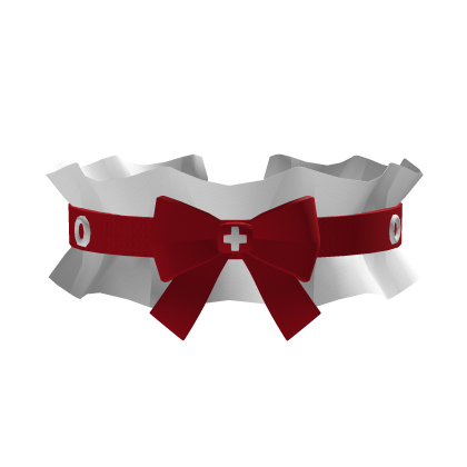 red white party costume ruffled nurse choker