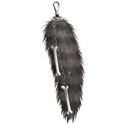 Light Raccoon Tail Chained Bones Keychain