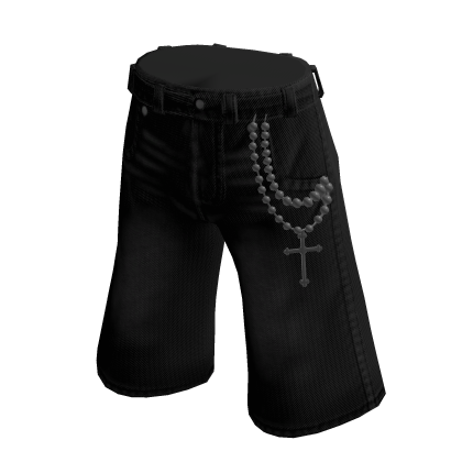 Black Shorts with Cross Chain