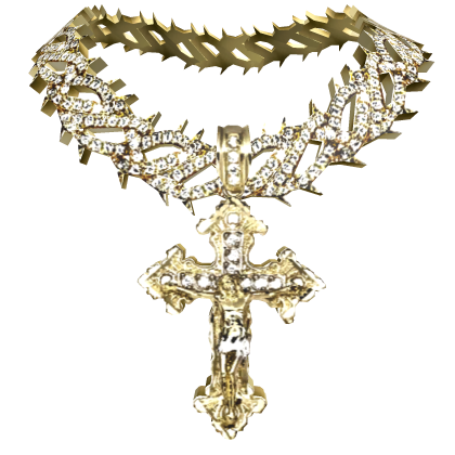 4.0 boy jesus piece cross w spiked necklace